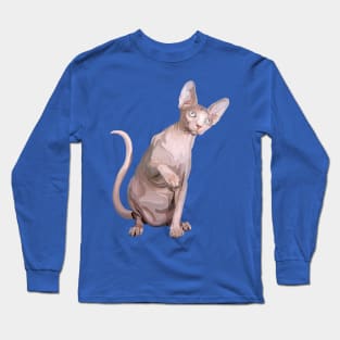 Elegant Sleek and Curious Sphynx Cat Long Sleeve T-Shirt